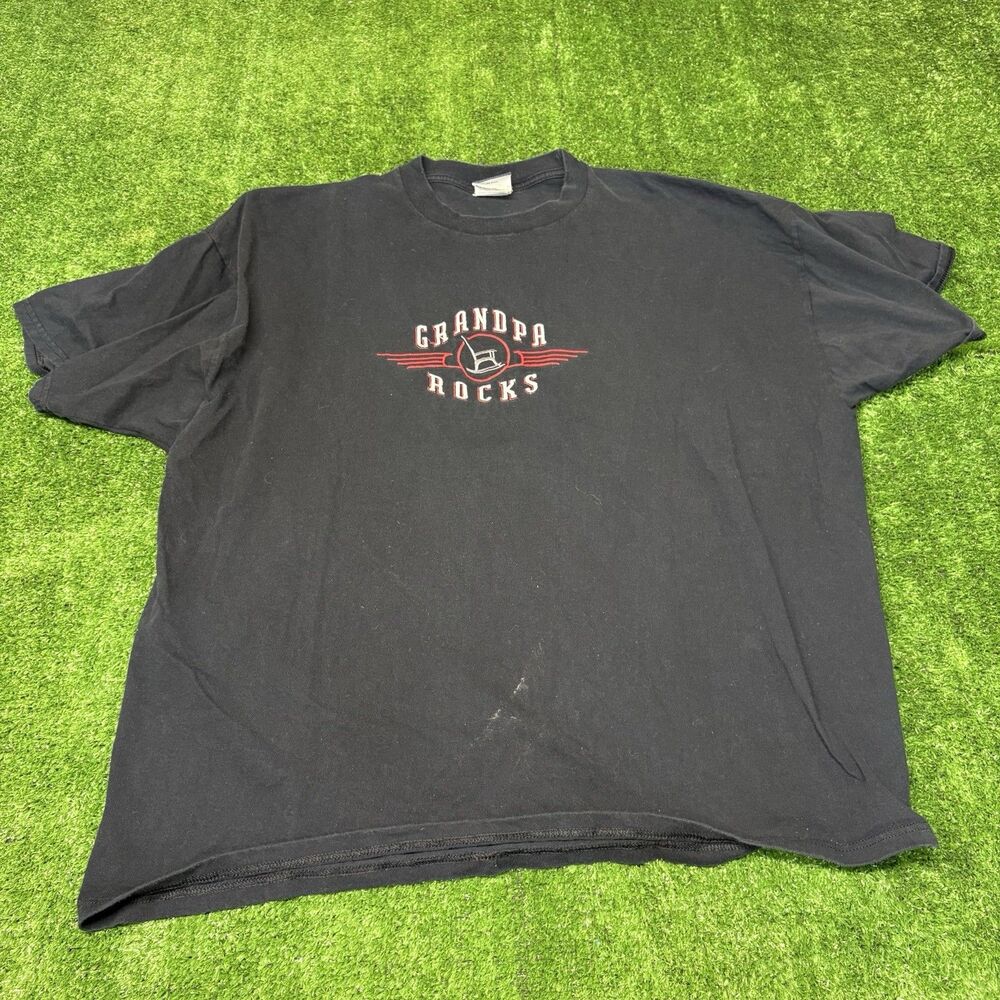 Vintage TSI Black T Shirt Embroidered Grandpa Rocks Grandparents Father’s XL